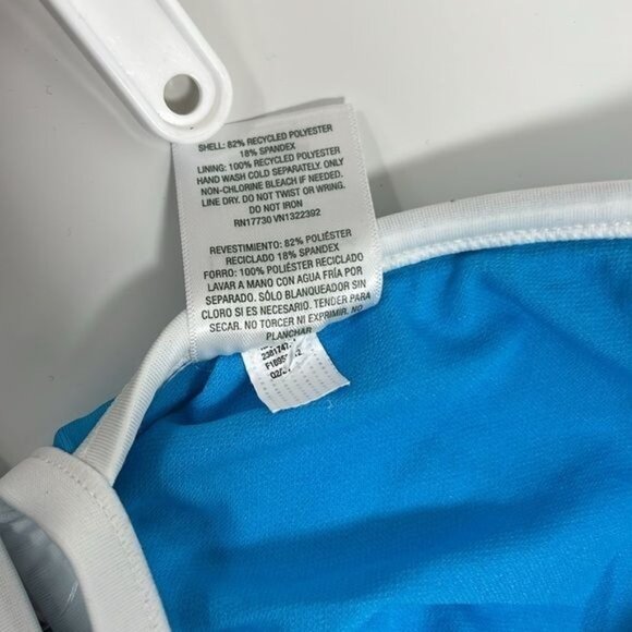 Wild Fable Womens Triangle Bikini Top XL Blue & White Recycled Polyester NWT - Picture 4 of 6